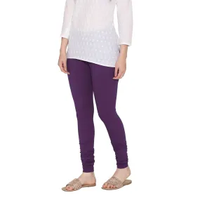 Women's Cotton Churidar Leggings (Free Size) - Imperial Purple